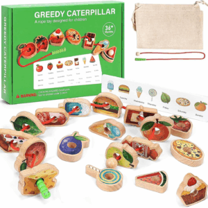 Wooden Hungry Caterpillar Lacing Toy for Kids 3+